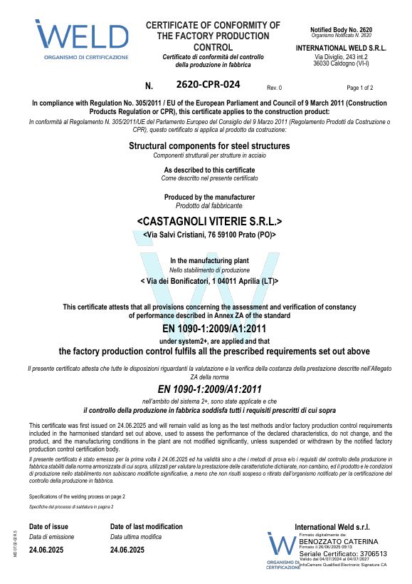 Certificato EN 1090-1