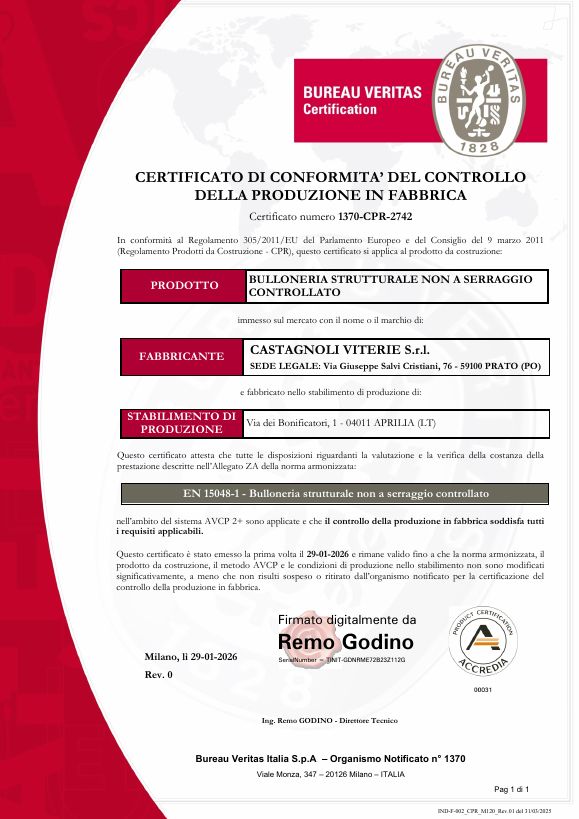 Certificato EN 15048